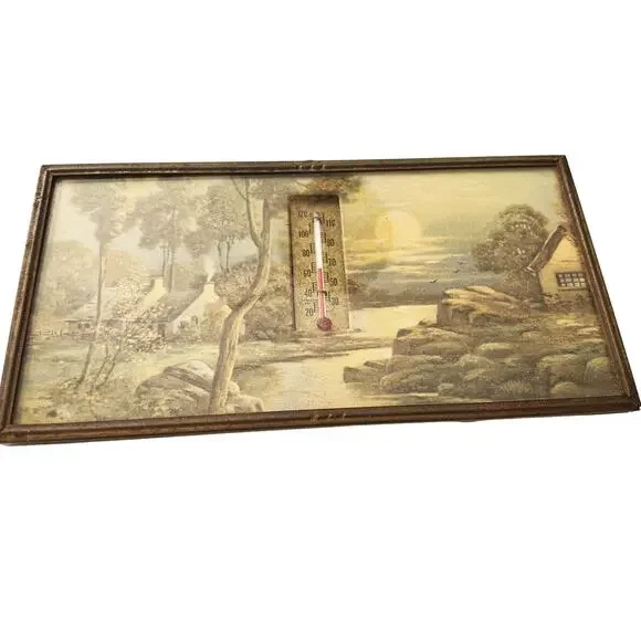 Vintage Framed Print with Thermometer - Picture 3 of 5